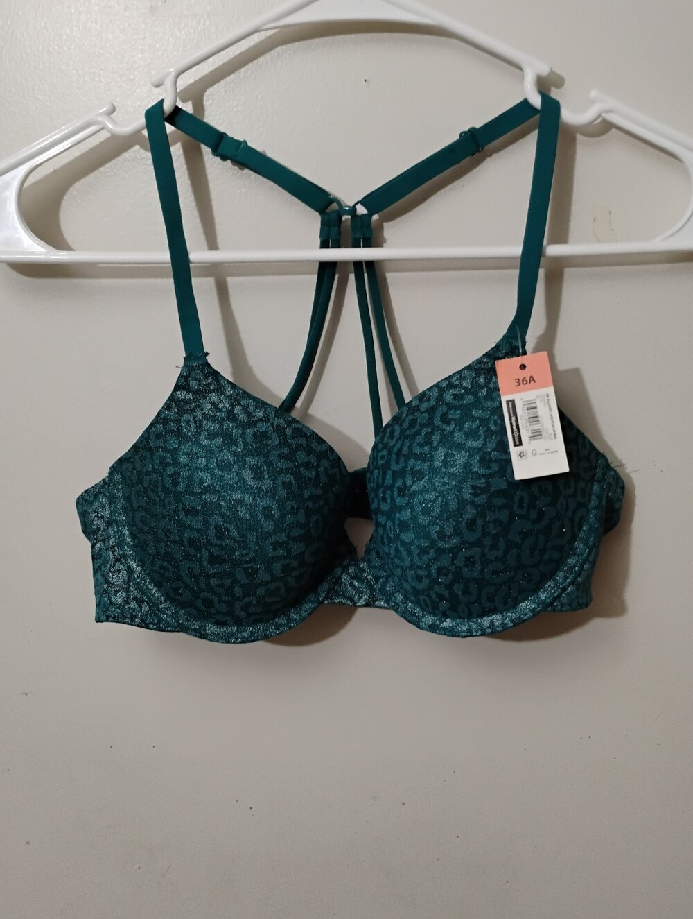 No Boundaries Teal Animal-Print Strappy Back T-Shirt Bra